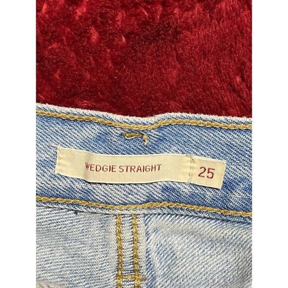 LEVI’S Premium Wedgie Straight Womens Size 25 Distressed Cut Off Ankle Y2K Drift - Picture 8 of 14